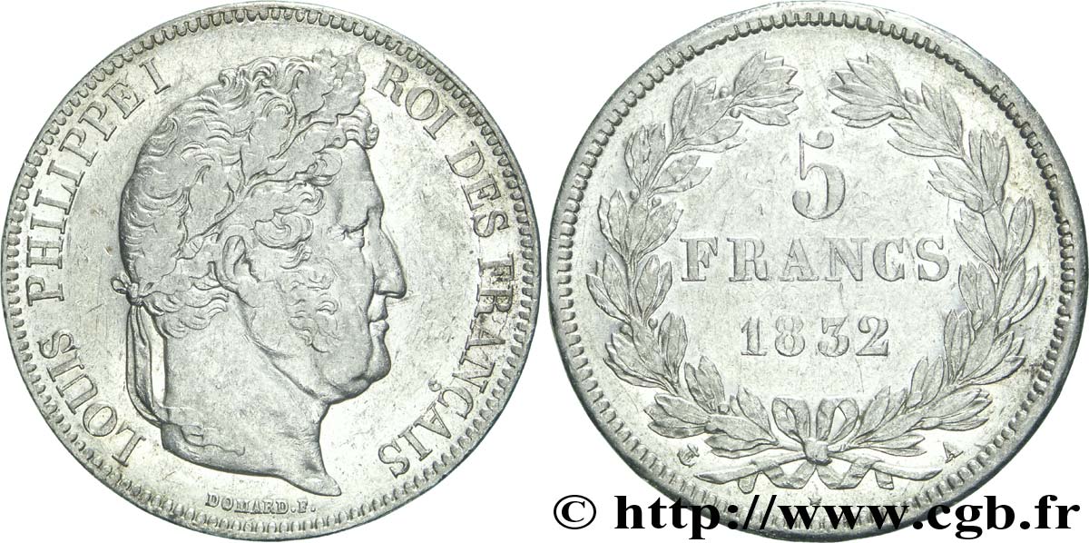 5 francs IIe type Domard 1832 Paris F.324/1 TTB48 