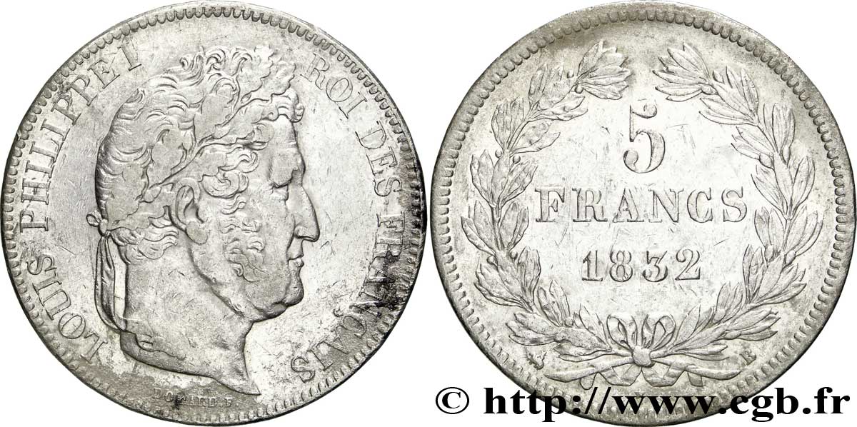 5 francs IIe type Domard 1832 Rouen F.324/2 MBC48 