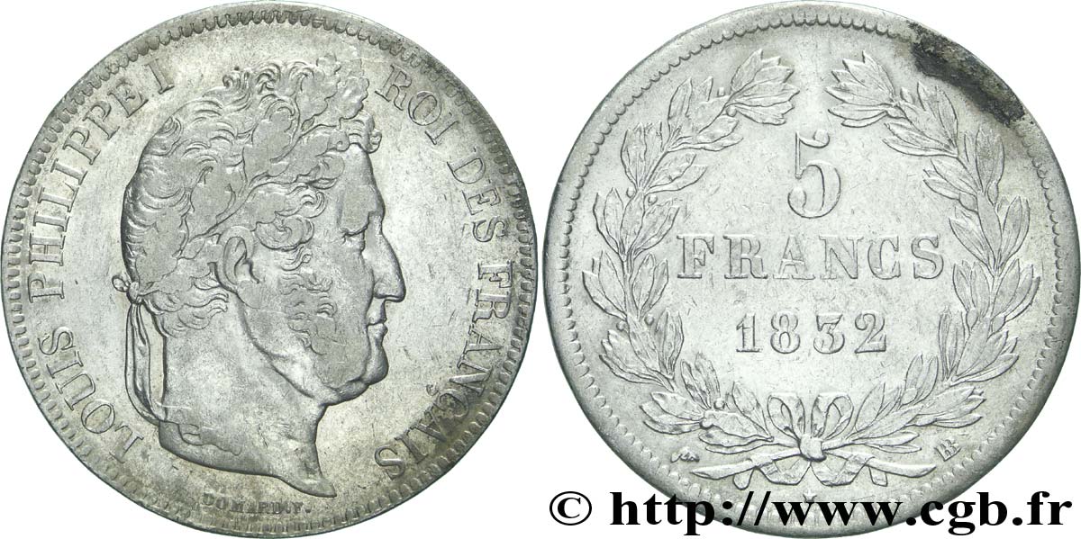 5 francs IIe type Domard 1832 Strasbourg F.324/3 BB42 