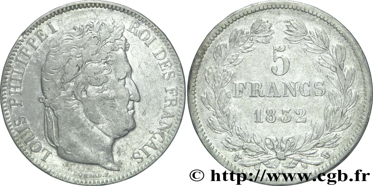 5 francs IIe type Domard 1832 Lille F.324/13 MB35 