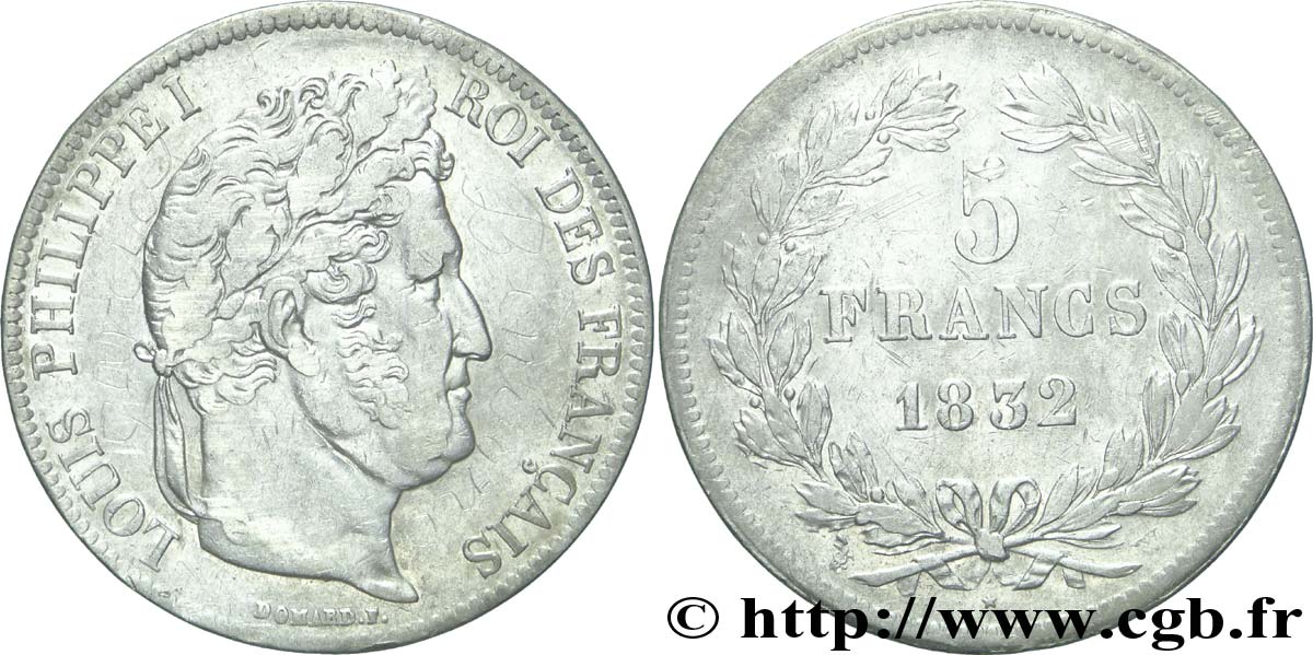 5 francs IIe type Domard 1832 Lille F.324/13 TTB40 