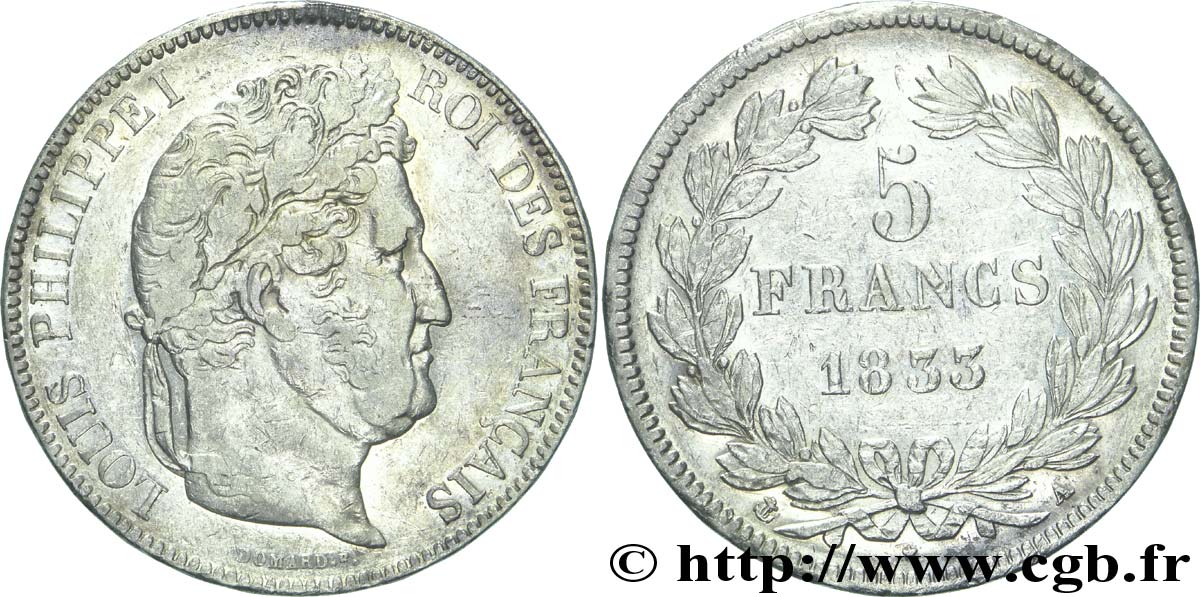 5 francs IIe type Domard 1833 Paris F.324/14 BB42 