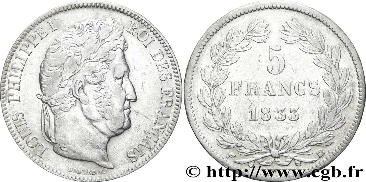 5 francs IIe type Domard 1833 Strasbourg F.324/16 TTB45 