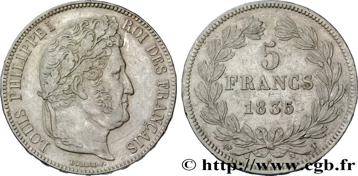 5 francs IIe type Domard 1835 Nantes F.324/51 XF48 