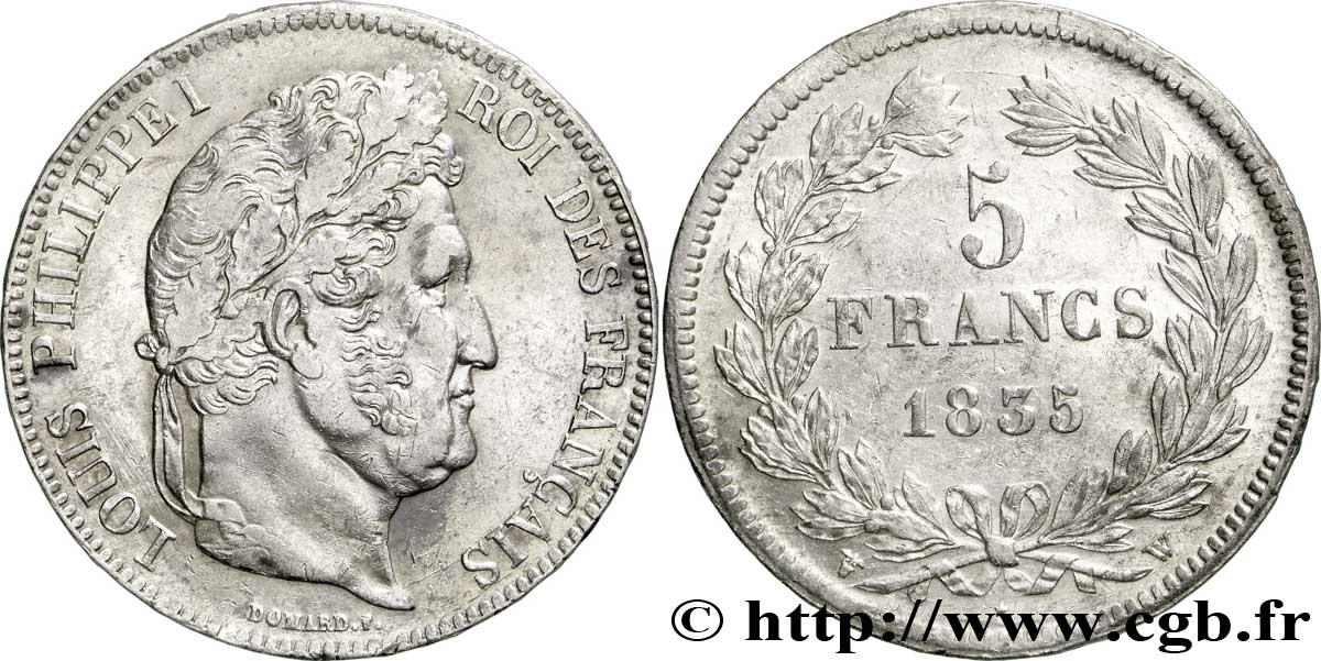 5 francs IIe type Domard 1835 Lille F.324/52 TTB48 