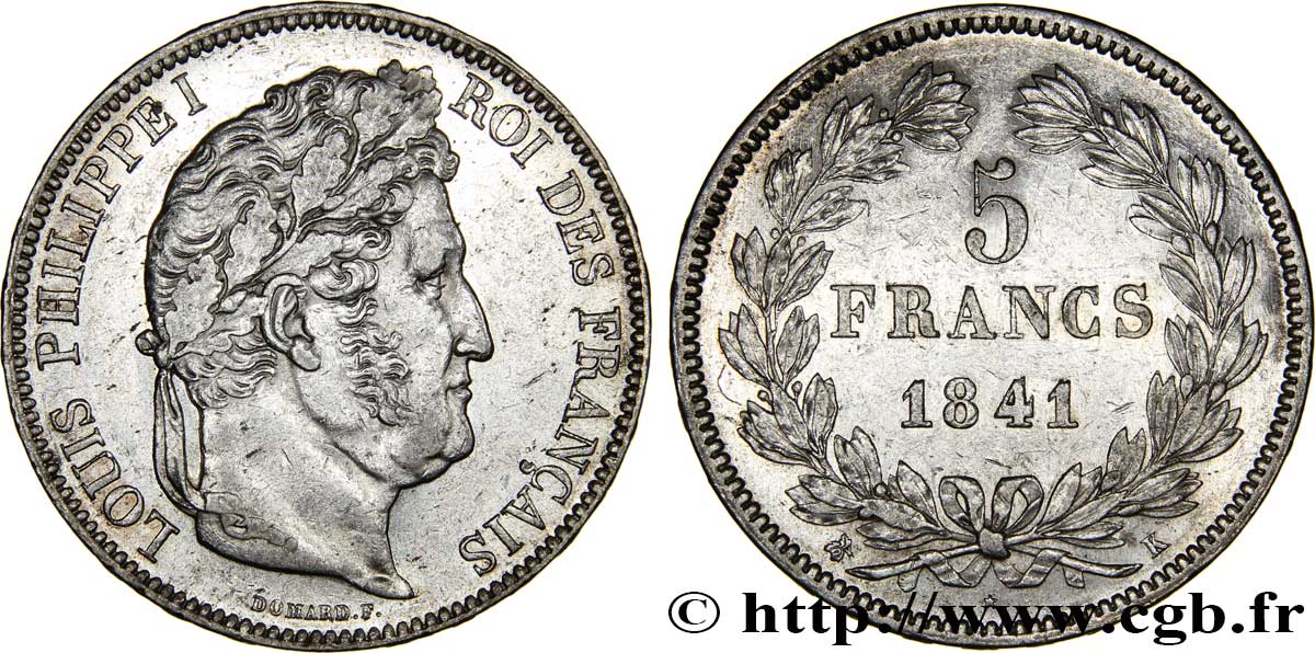 5 francs IIe type Domard 1841 Bordeaux F.324/93 TTB50 