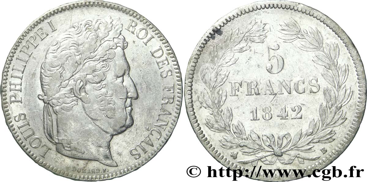5 francs IIe type Domard 1842 Rouen F.324/96 MBC45 