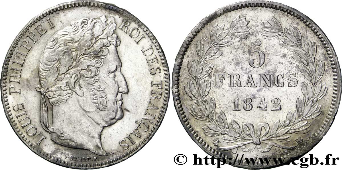 5 francs IIe type Domard 1842 Rouen F.324/96 TTB50 