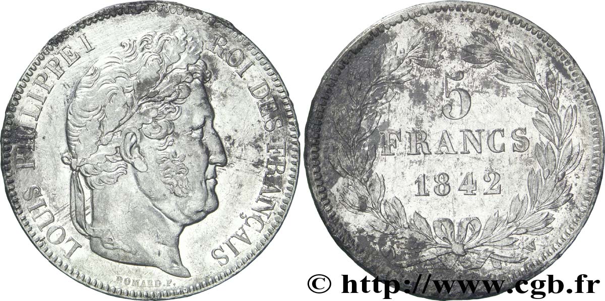 5 francs IIe type Domard 1842 Lille F.324/99 TTB42 