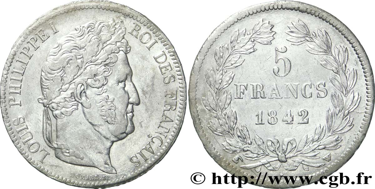 5 francs IIe type Domard 1842 Lille F.324/99 XF45 