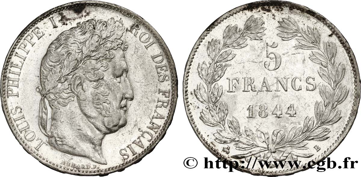 5 francs IIIe type Domard 1844 Rouen F.325/2 TTB45 