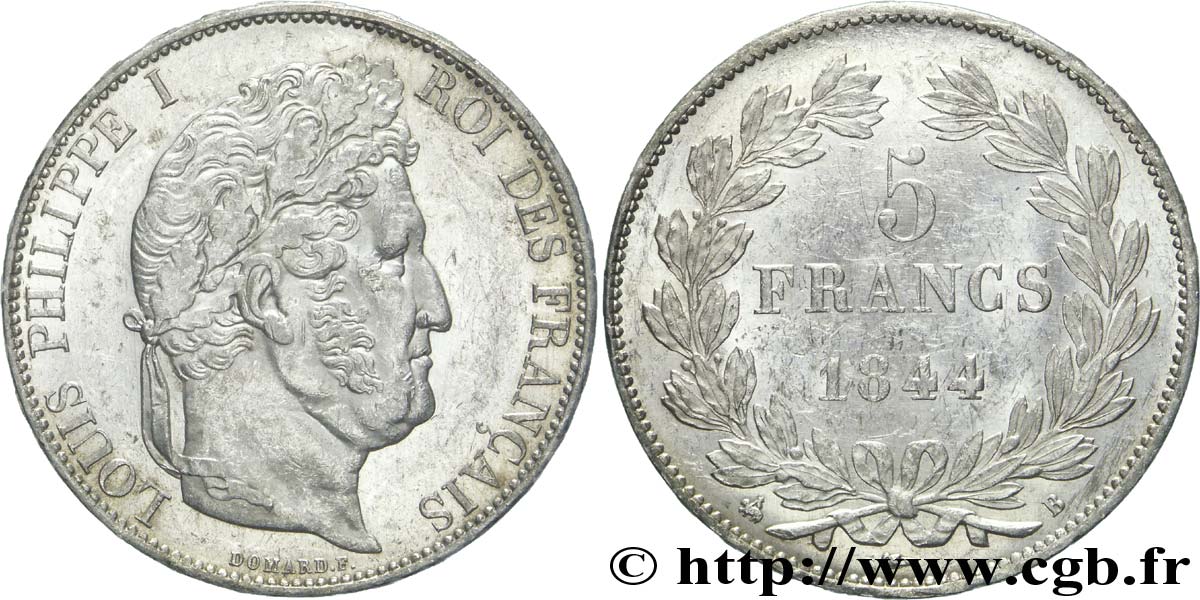 5 francs IIIe type Domard 1844 Rouen F.325/2 SUP55 