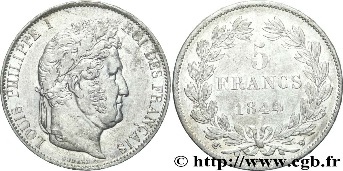5 francs IIIe type Domard 1844 Lille F.325/5 TTB45 