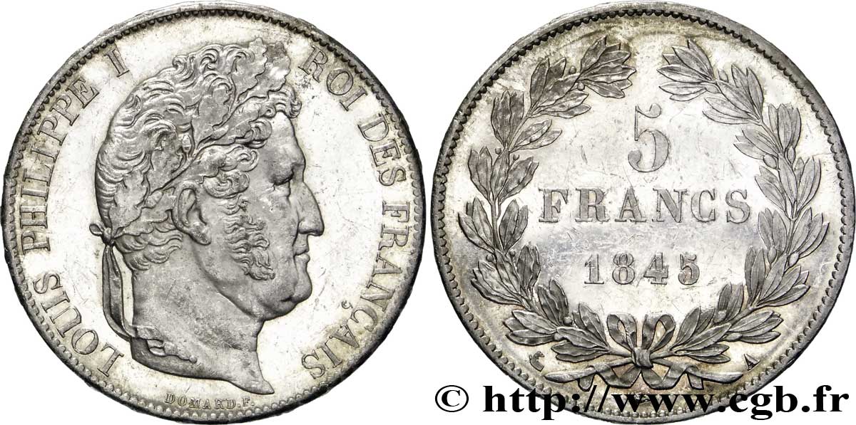 5 francs IIIe type Domard 1845 Paris F.325/6 SUP62 