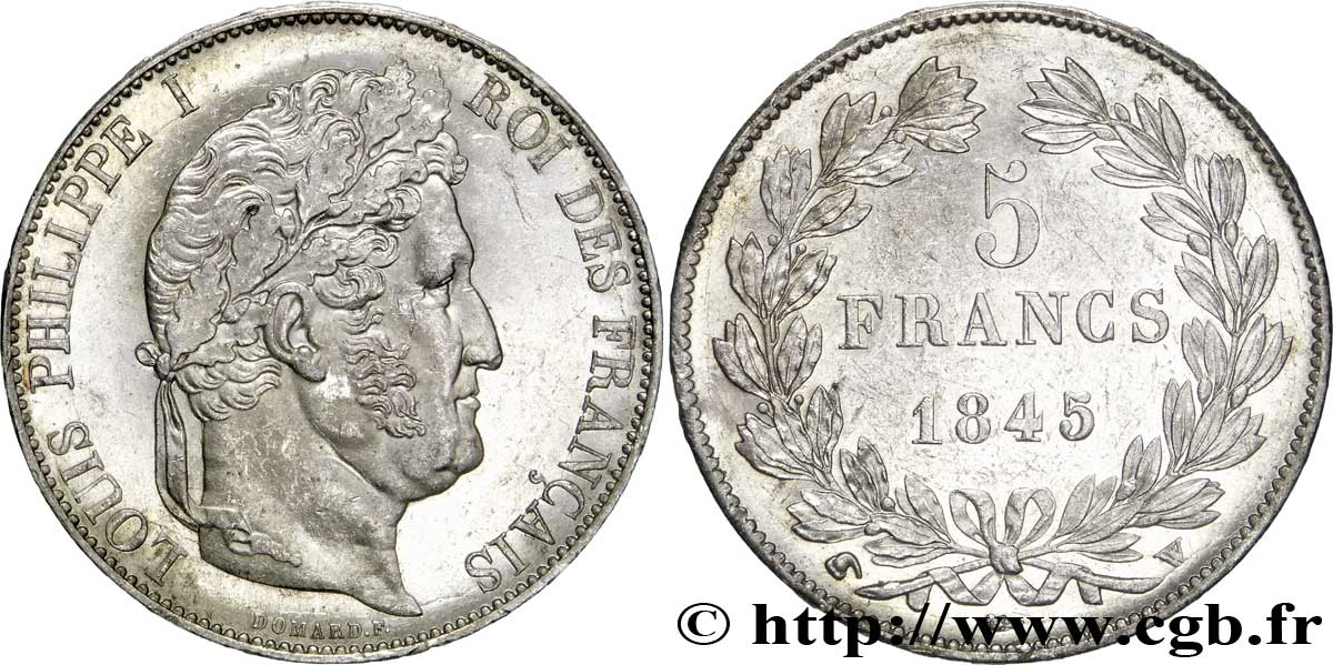 5 francs IIIe type Domard 1845 Lille F.325/9 SUP55 