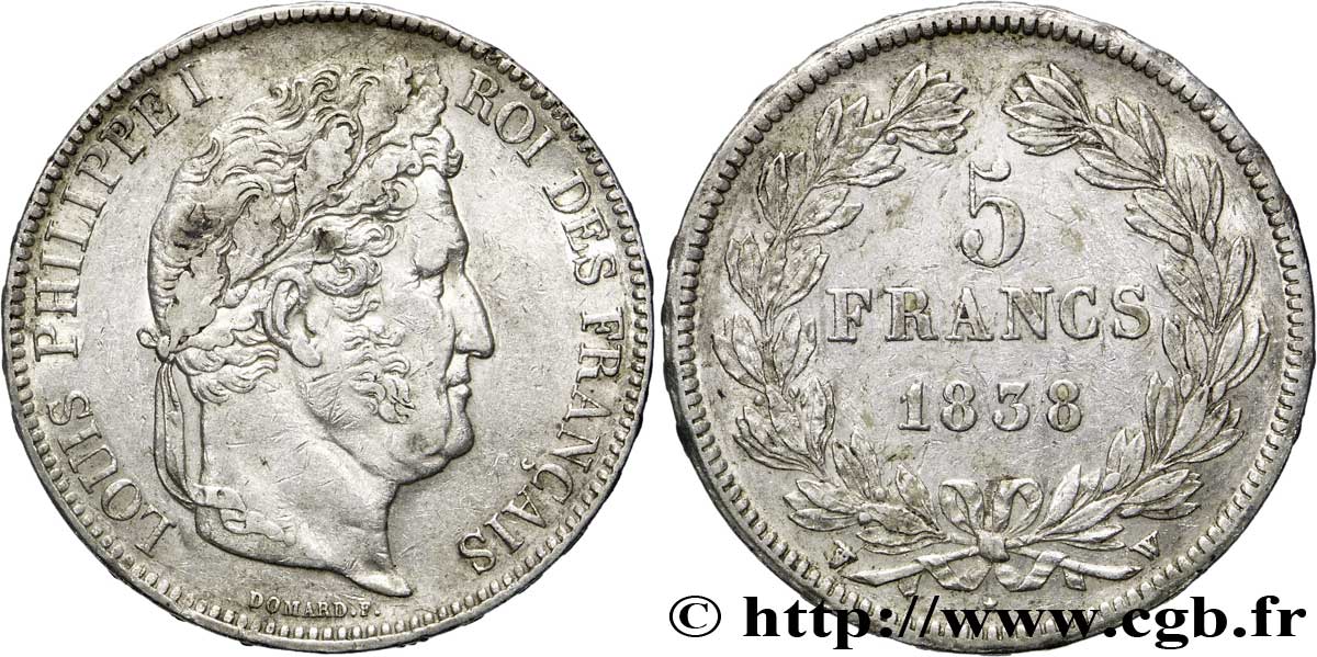 5 francs IIe type Domard 1838 Lille F.324/74 TTB50 