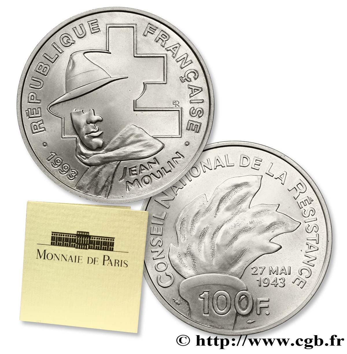 Brillant Universel 100 francs - Jean Moulin 1993 Paris F5.1627 3 FDC 
