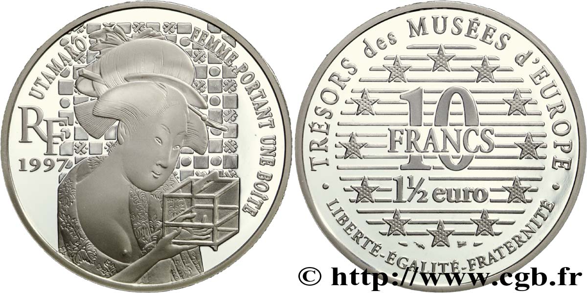 Belle Epreuve 1½ Euro / 10 Francs - Femme portant une boîte d’Utamaro 1997  F.1909 1 SC64 