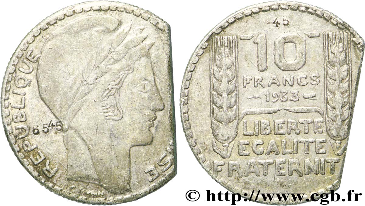 Faux de 10 francs Turin, découpé 1933  F.360/6 var. BB48 