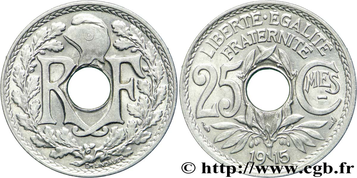 25 centimes Lindauer, Cmes souligné 1915  F.170/3 VZ62 