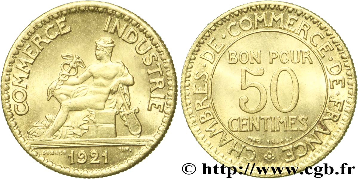 50 centimes Chambres de Commerce 1921 Paris F.191/3 SPL63 
