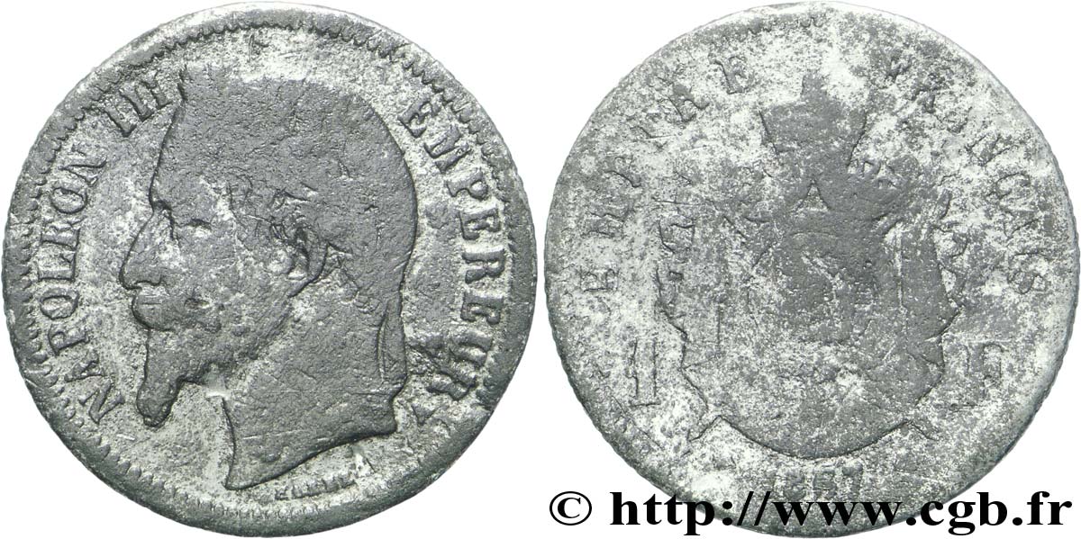 Faux de 1 franc Napoléon III, tête laurée 1867 Paris F.215/6 var. SGE6 