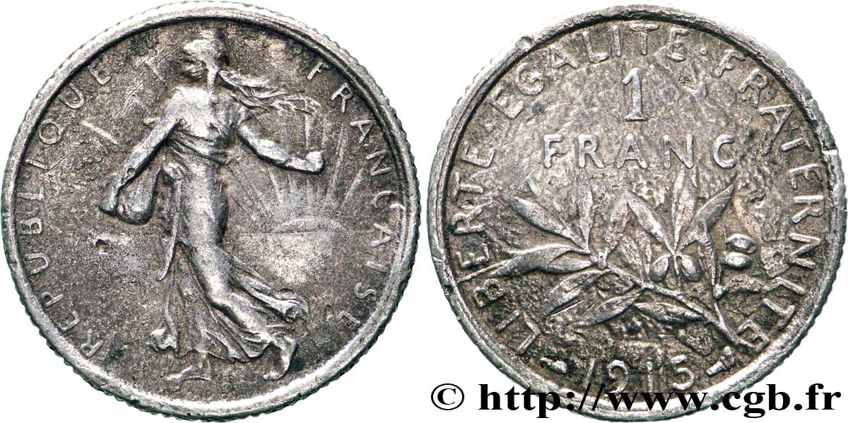 Faux de 1 franc Semeuse 1915 Paris F.217/21 var. TTB40 