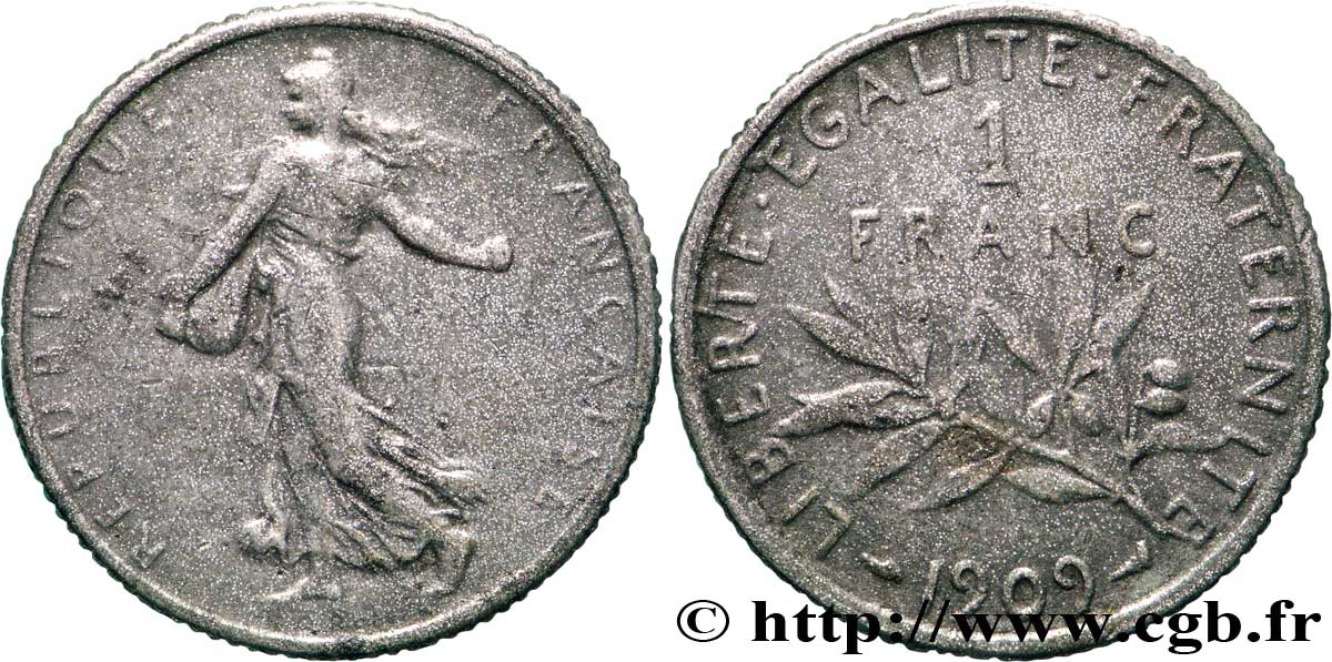 Faux de 1 franc Semeuse 1909 Paris F.217/14 var. TB35 