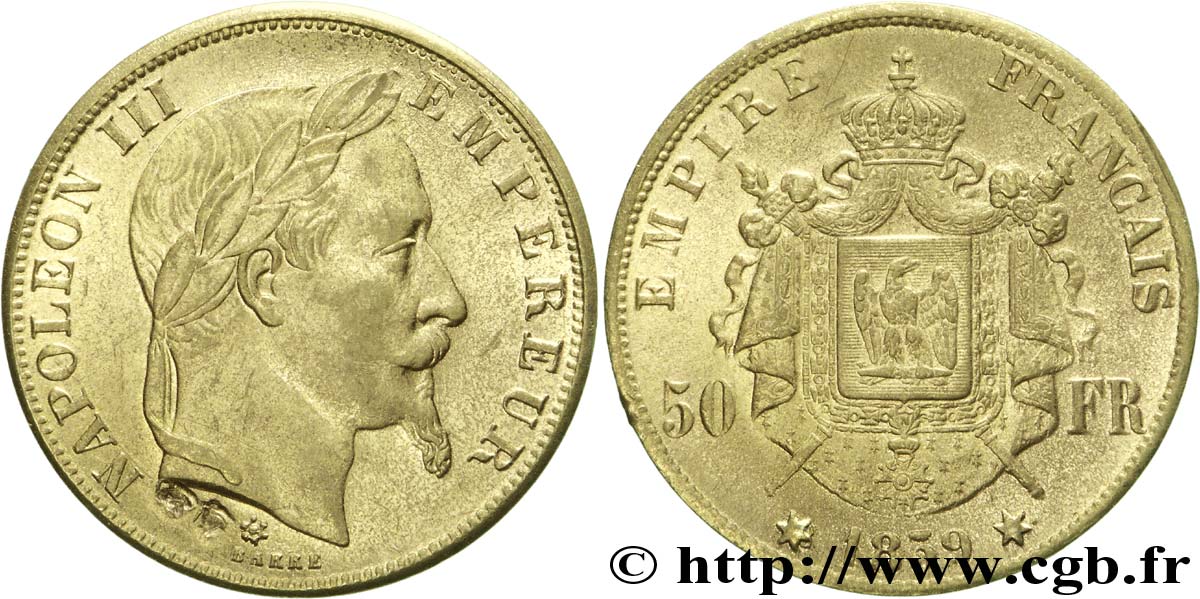 Faux de 50 francs or Napoléon III, tête laurée 1859 - F.548/ VZ58 
