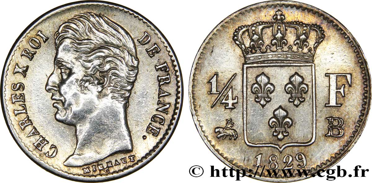 1/4 franc Charles X 1829 Rouen F.164/30 SUP62 