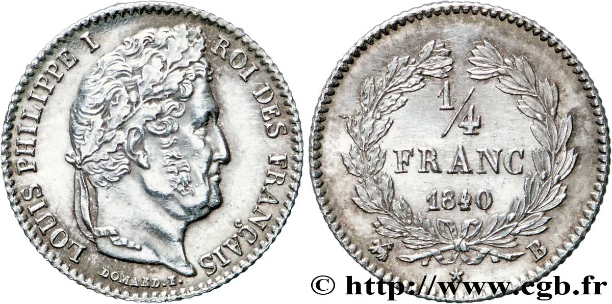 1/4 franc Louis-Philippe 1840 Rouen F.166/81 EBC60 