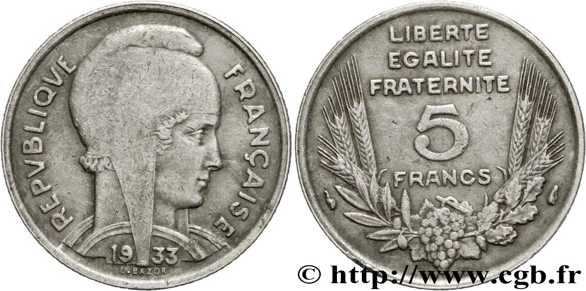 5 francs Bazor 1933  F.335/2 BC30 