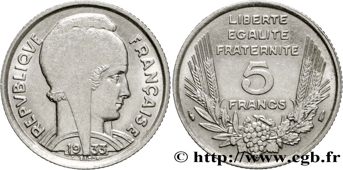 5 francs Bazor 1933  F.335/2 VZ58 