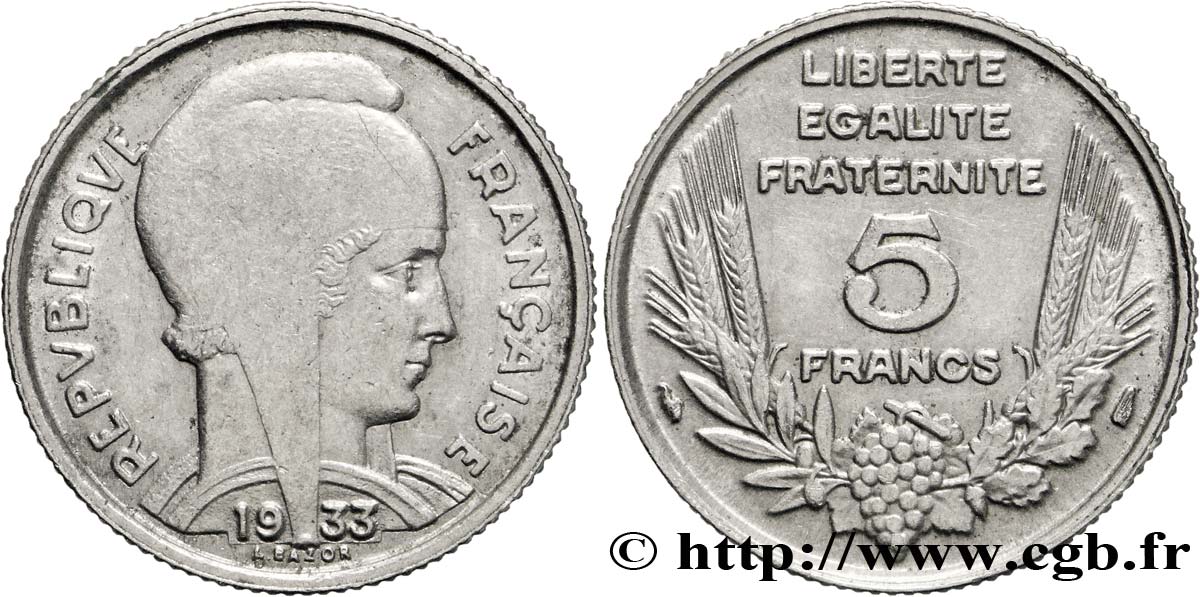 5 francs Bazor 1933  F.335/3 VF30 