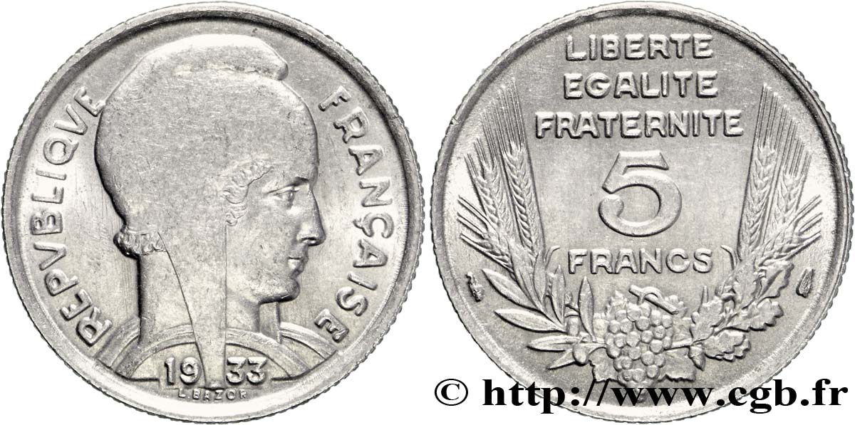 5 francs Bazor 1933  F.335/3 BB50 