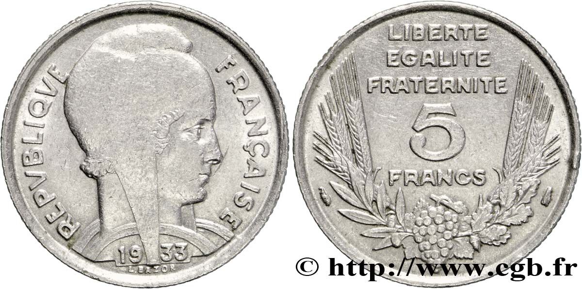5 francs Bazor 1933  F.335/3 TTB53 