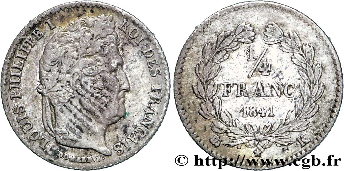 1/4 franc Louis-Philippe 1841 Bordeaux F.166/87 AU50 