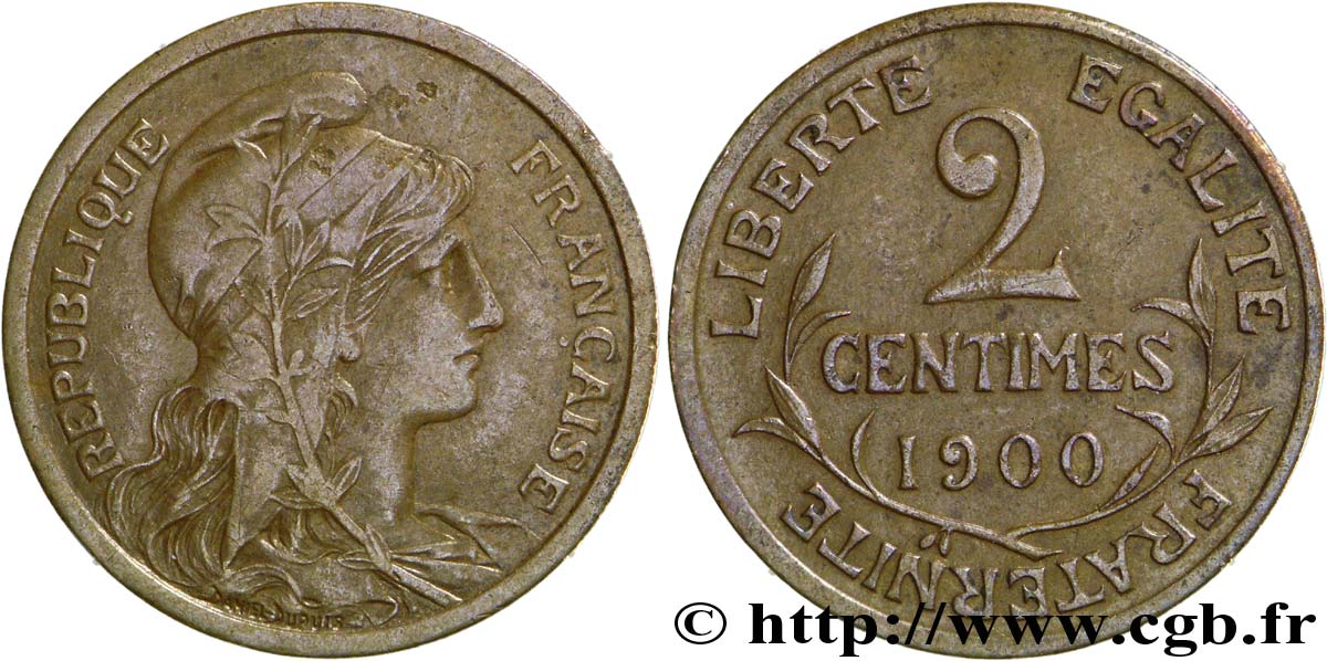 2 centimes Daniel-Dupuis 1900  F.110/4 XF45 