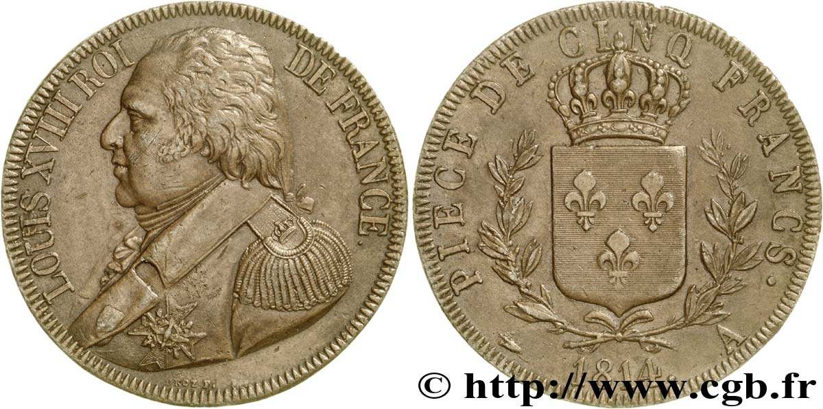 Essai de 5 francs par Droz, 2e type 1815 Paris VG.2445  TTB53 