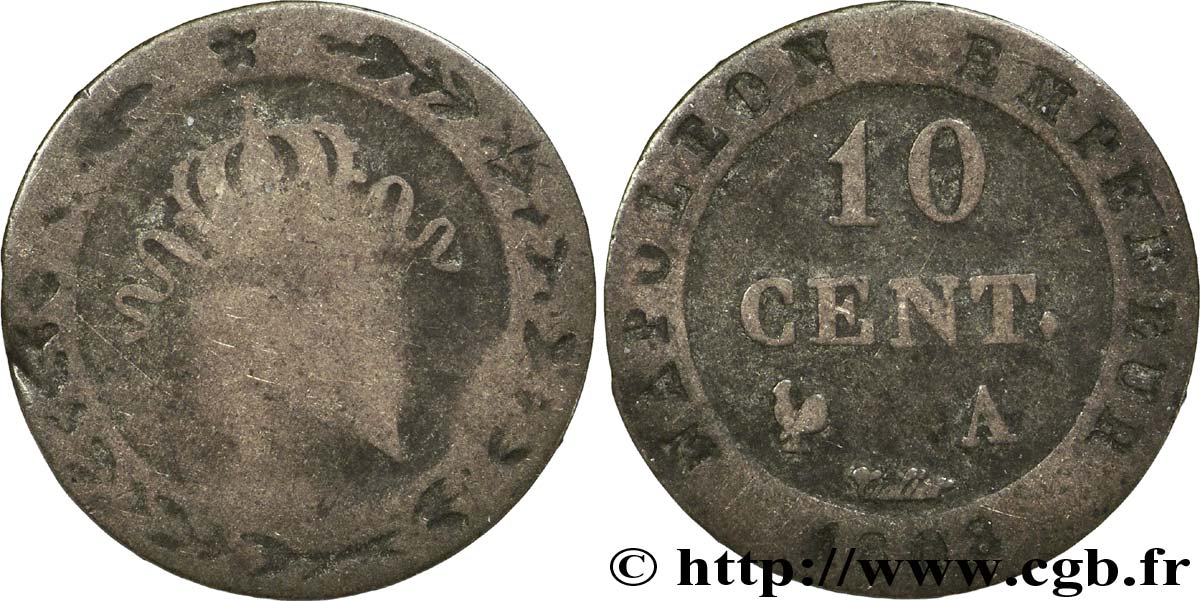 10 cent. à l N couronnée 1808 Paris F.130/2 RC12 