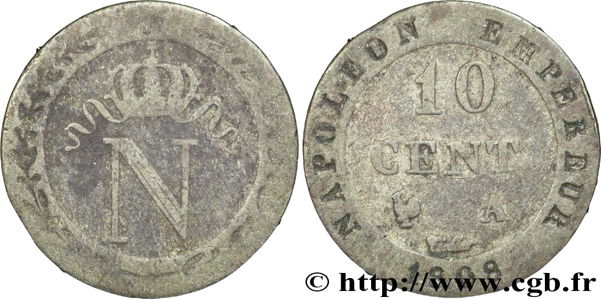 10 cent. à l&nbsp;N couronnée 1808 Paris F.130/2 TB20 