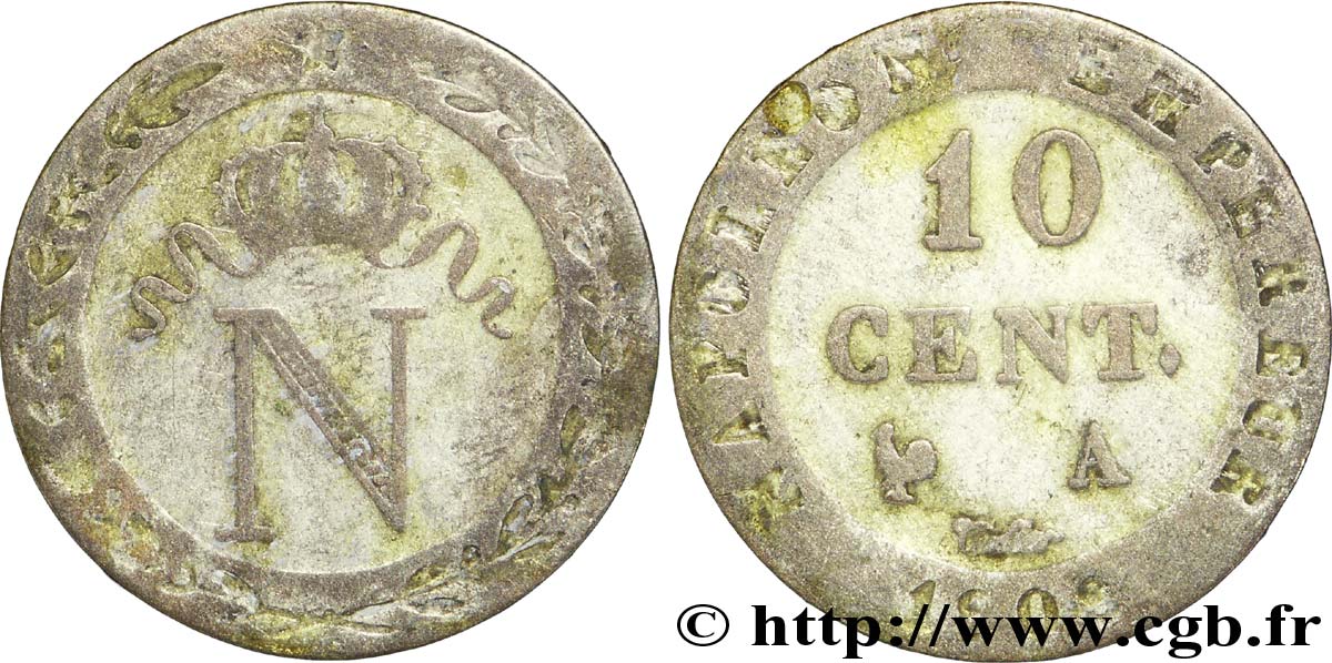 10 cent. à l N couronnée 1808 Paris F.130/2 BC35 
