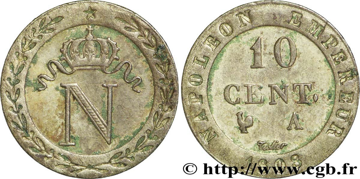 10 cent. à l&nbsp;N couronnée 1808 Paris F.130/2 TTB48 
