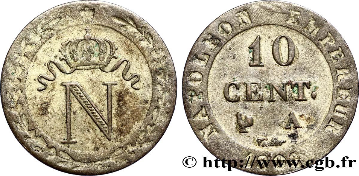 10 cent. à l&nbsp;N couronnée 1808 Paris F.130/2 TTB50 