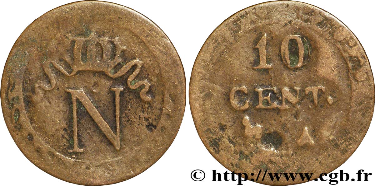 Faux de 10 cent. à l N couronnée n.d. Paris F.130/2 var. BC20 