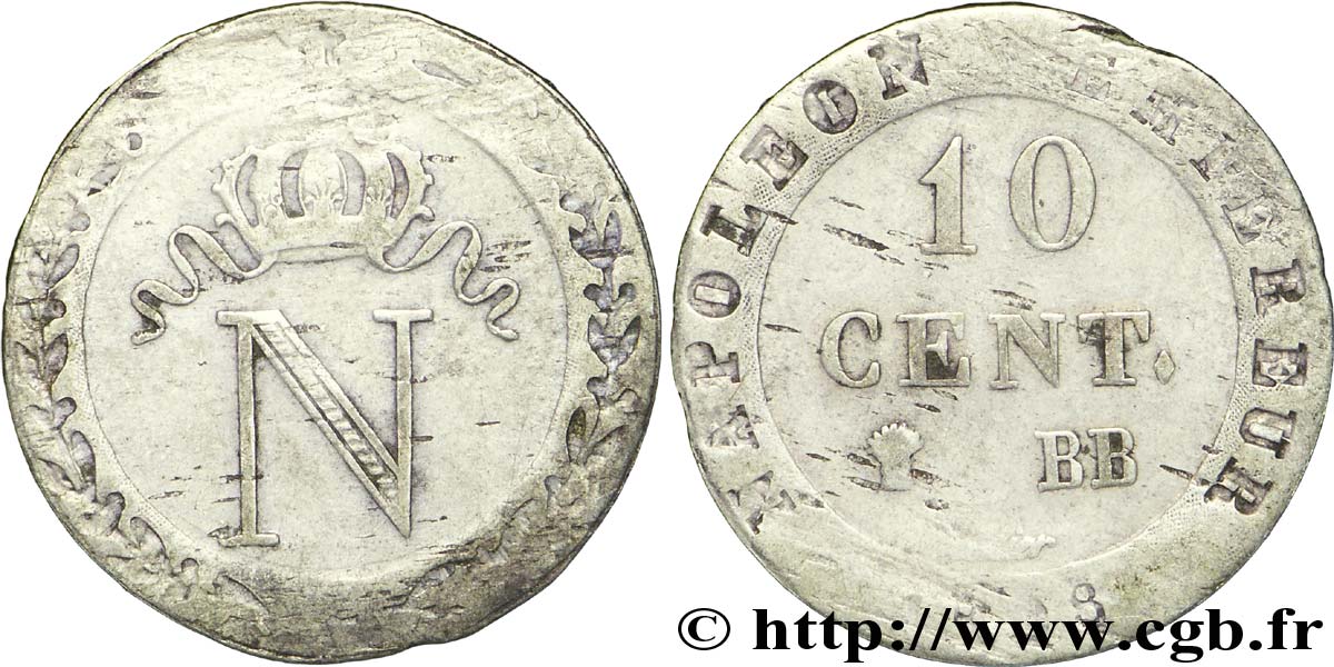 10 cent. à l N couronnée 1808 Strasbourg F.130/4 MBC45 