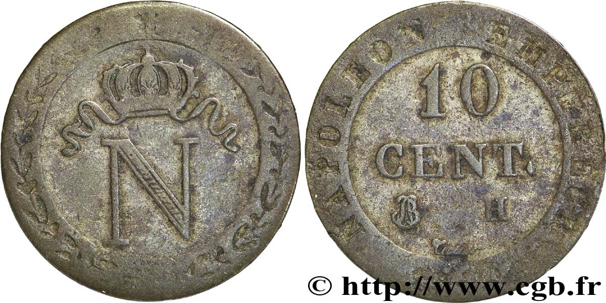 10 cent. à l N couronnée n.d. La Rochelle F.130/5 var. BC20 