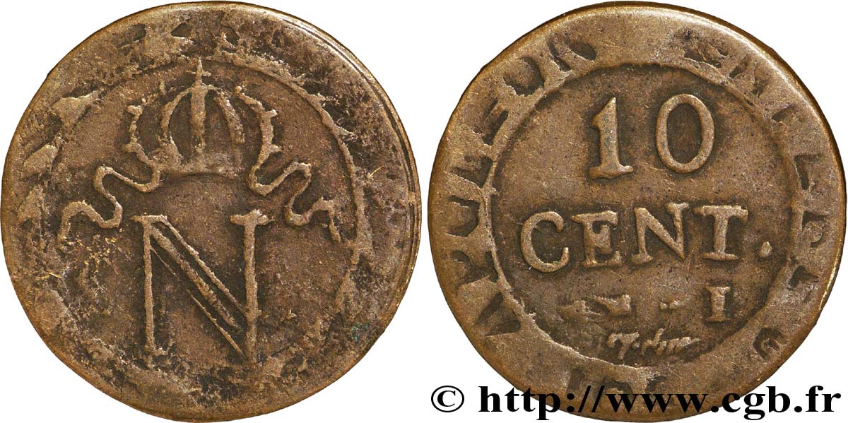 Faux de 10 cent. à l&nbsp;N couronnée n.d. Limoges F.130/6 var. TTB40 
