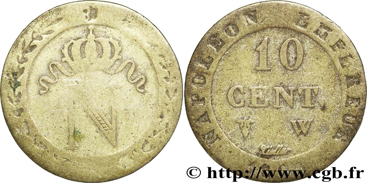 10 cent. à l N couronnée 1808 Lille F.130/9 BC15 