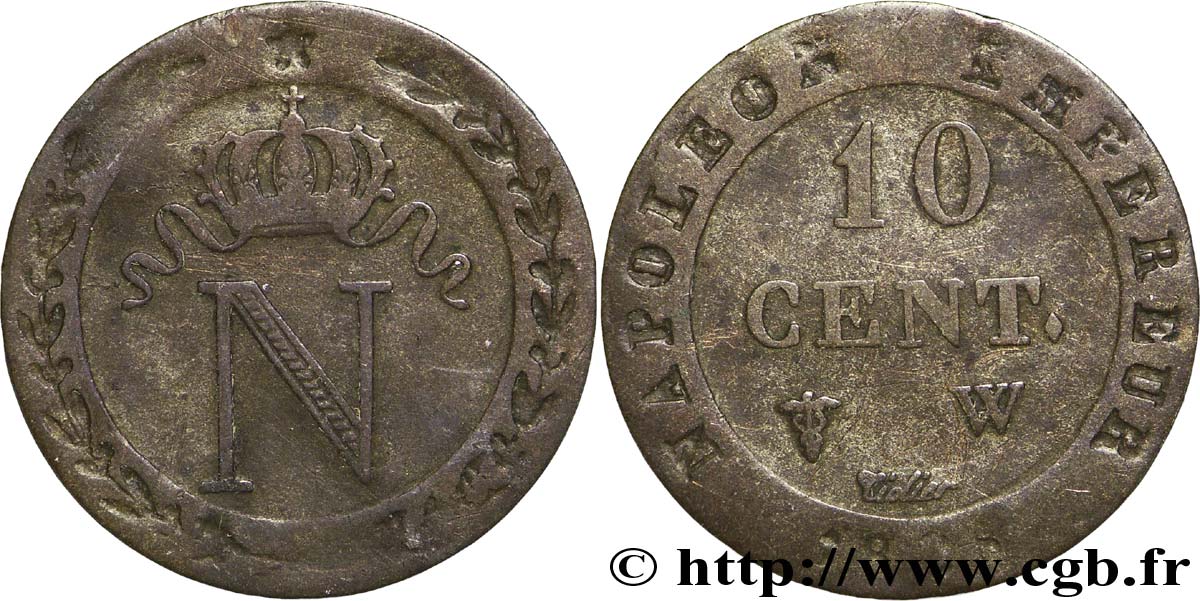 10 cent. à l N couronnée 1808 Lille F.130/9 BC35 